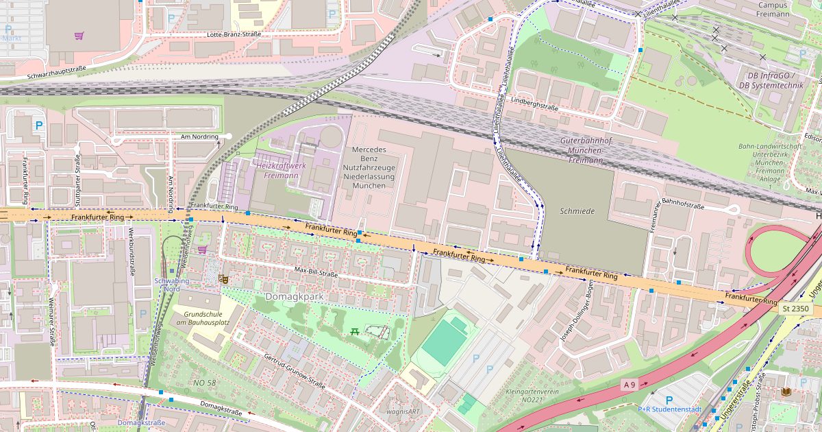 Kartenausschnitt: Frankfurter Ring 193A in München